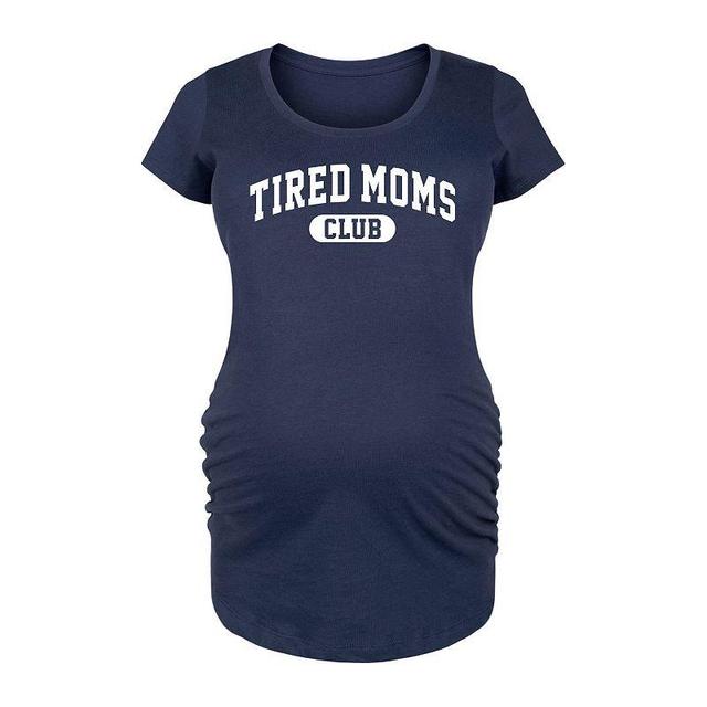 Maternity Tired Moms Club Collegiate Graphic Tee, Girls Blue Product Image