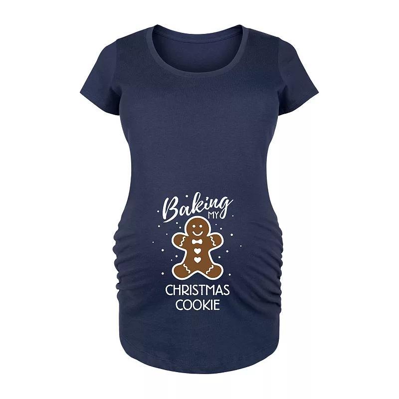 Maternity Baking My Christmas Cookie Graphic Tee, Womens Blue Product Image