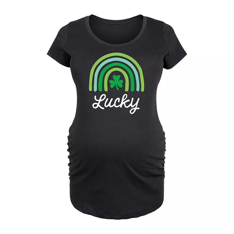 Maternity Lucky Green Rainbow Graphic Tee, Womens Product Image