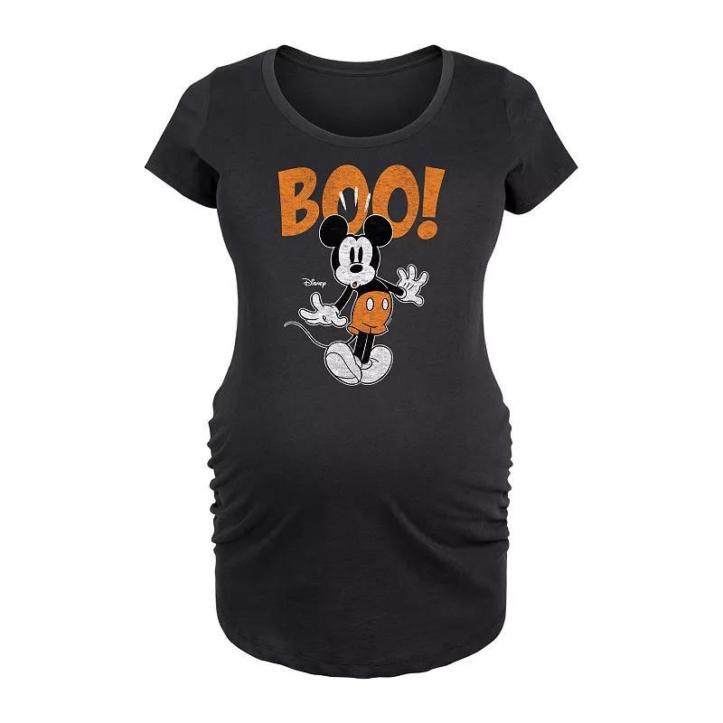 Disneys Mickey Mouse Maternity Boo Graphic Tee, Womens Heather Grey Product Image