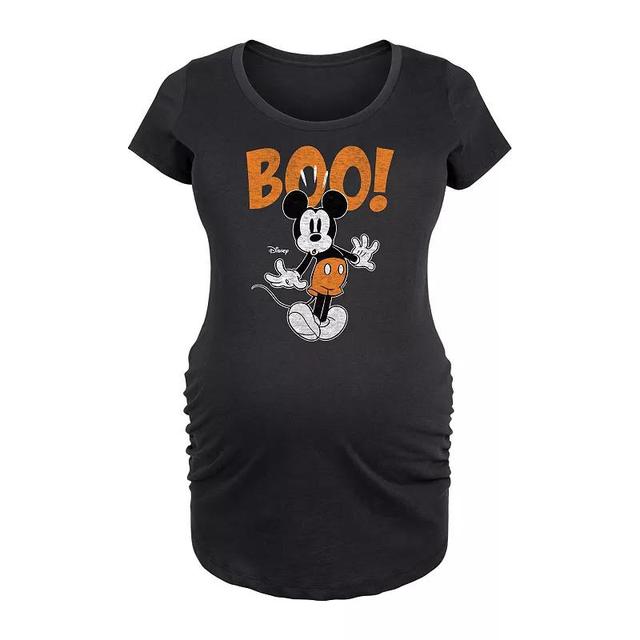 Disneys Mickey Mouse Maternity Boo Graphic Tee, Womens Heather Grey Product Image