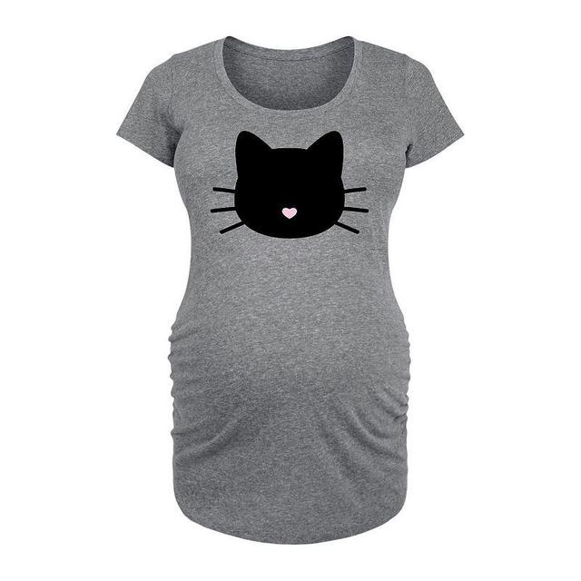 Maternity Cat Face Graphic Tee, Womens Grey Gray Product Image