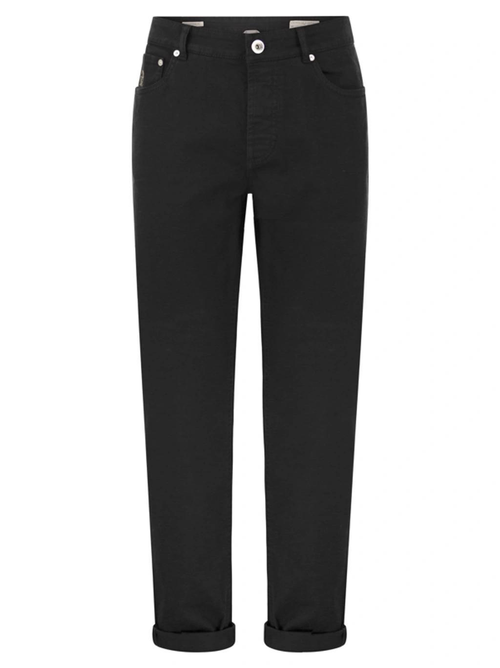 BRUNELLO CUCINELLI Five-pocket Traditional Fit Trousers In Light Comfort-dyed Denim In Black Product Image