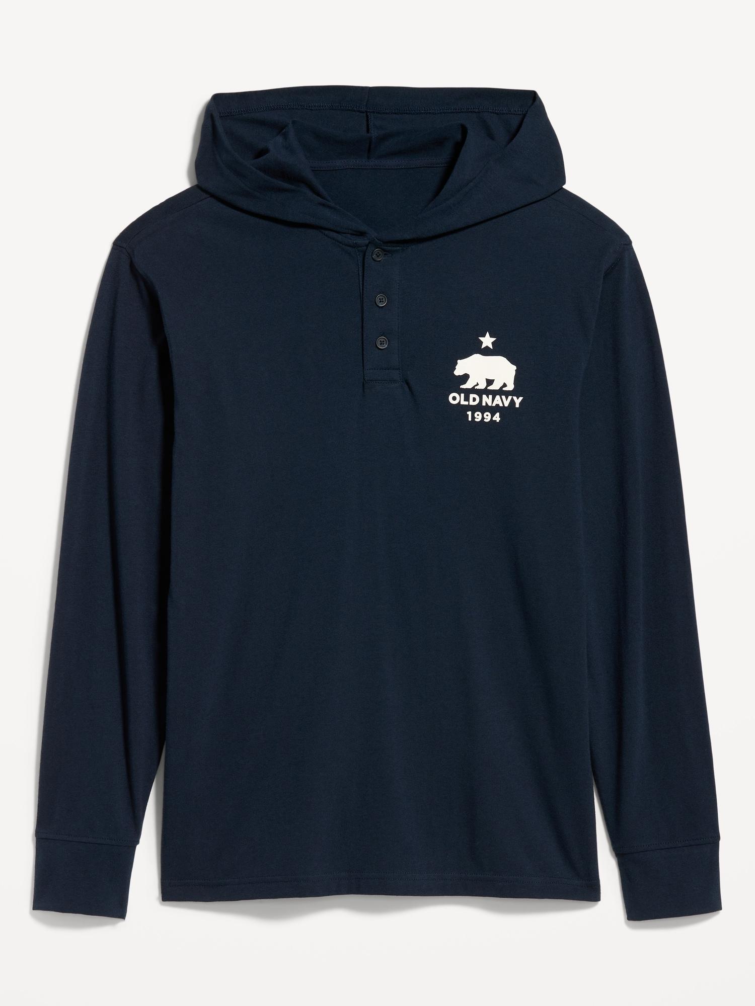 Lightweight Logo Henley Hoodie Product Image