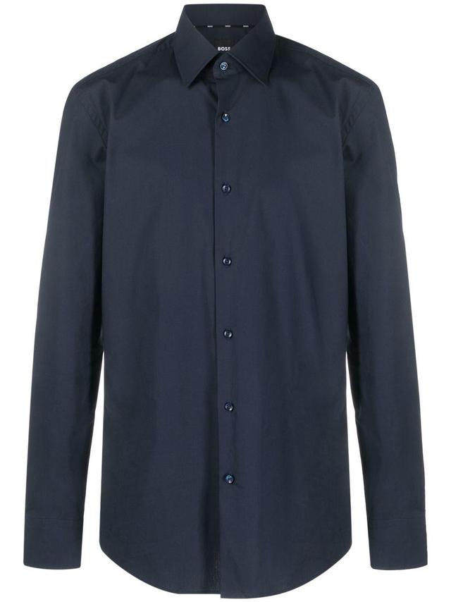 HUGO BOSS Tailored Stretch-cotton Shirt In Blue Product Image