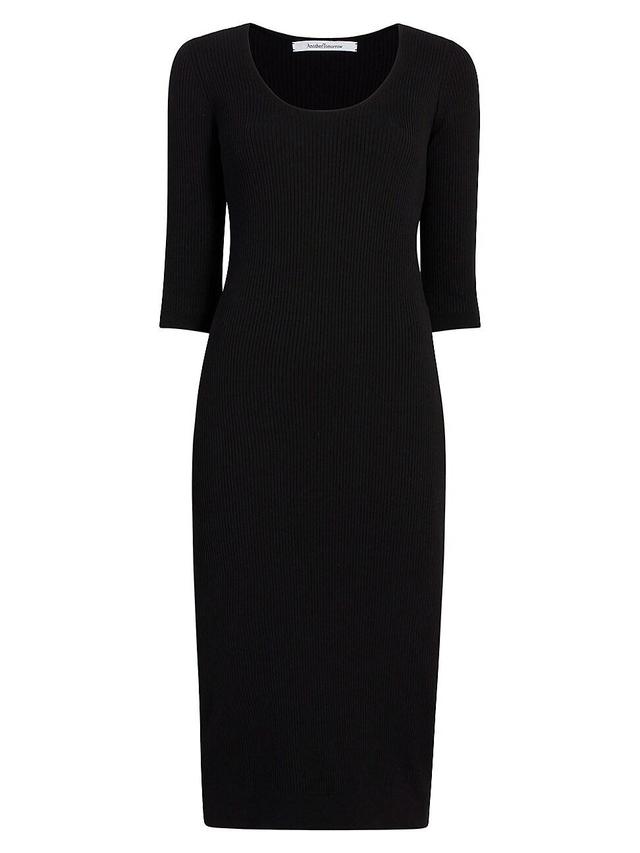 Womens Scoopneck Rib-Knit Midi-Dress Product Image