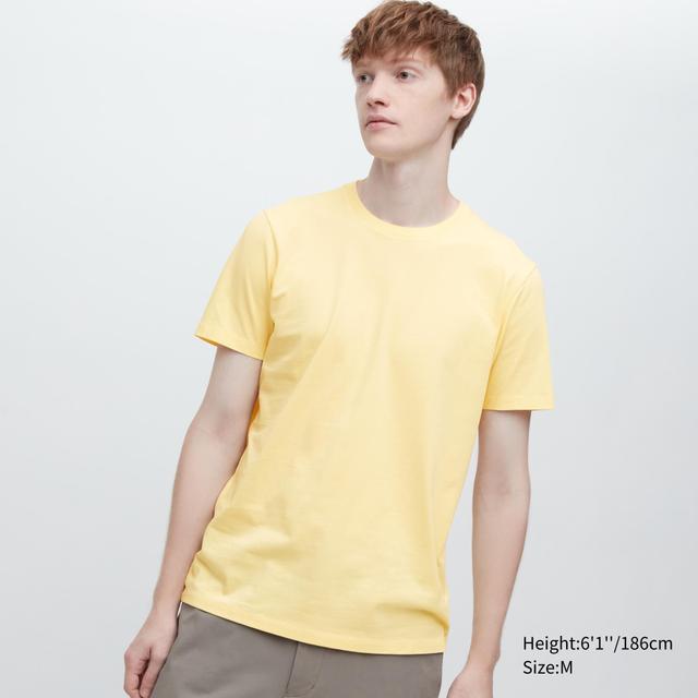 Mens Supima Cotton Crew Neck T-Shirt Yellow XS UNIQLO US Product Image