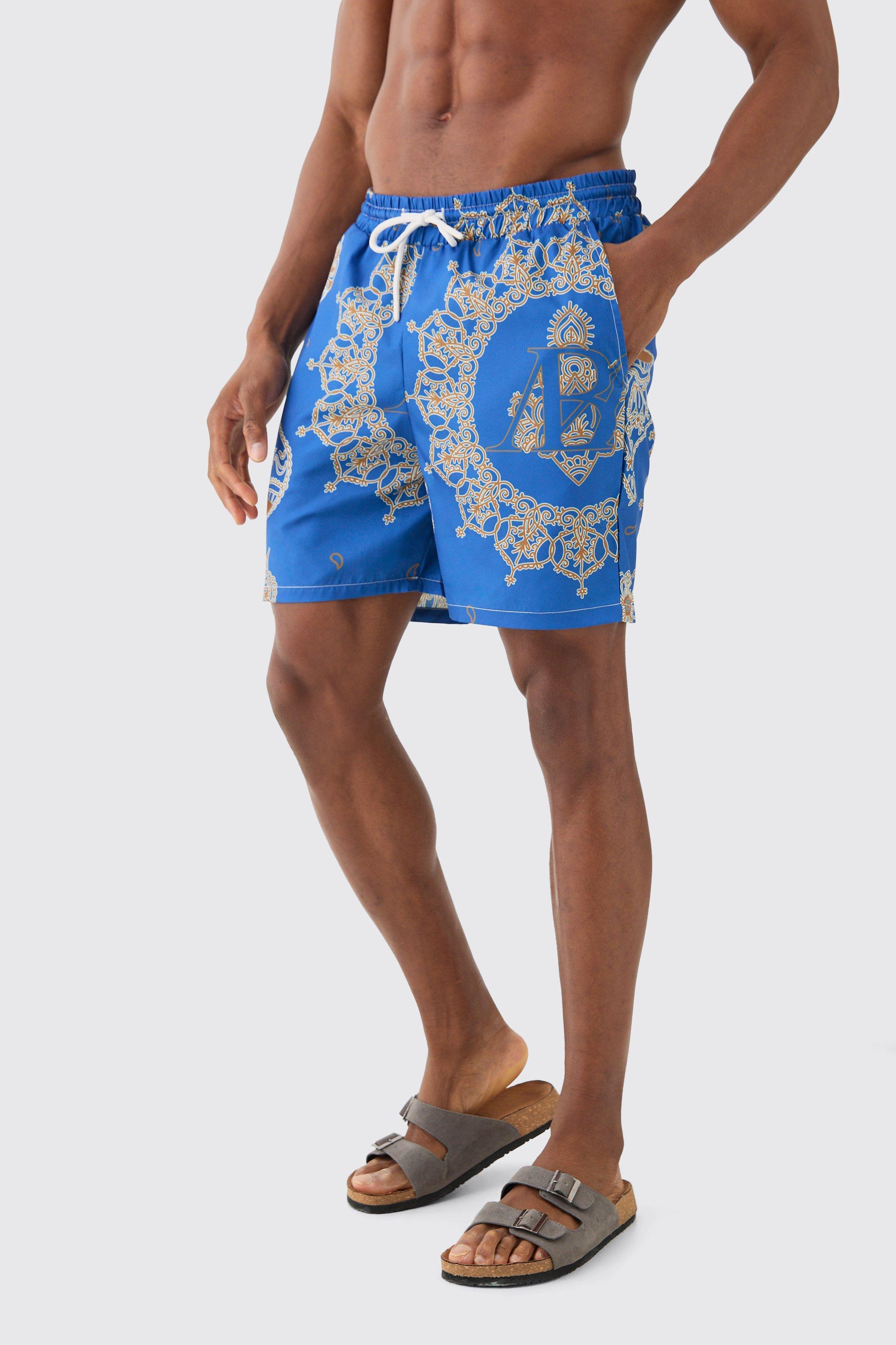 Mid Length Bandana Ripstop Swim Short | boohooMAN USA Product Image