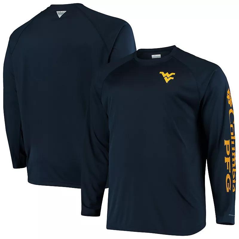 Mens Columbia West Virginia Mountaineers Big & Tall Terminal Tackle Long Sleeve Omni-Shade T-Shirt Blue Product Image