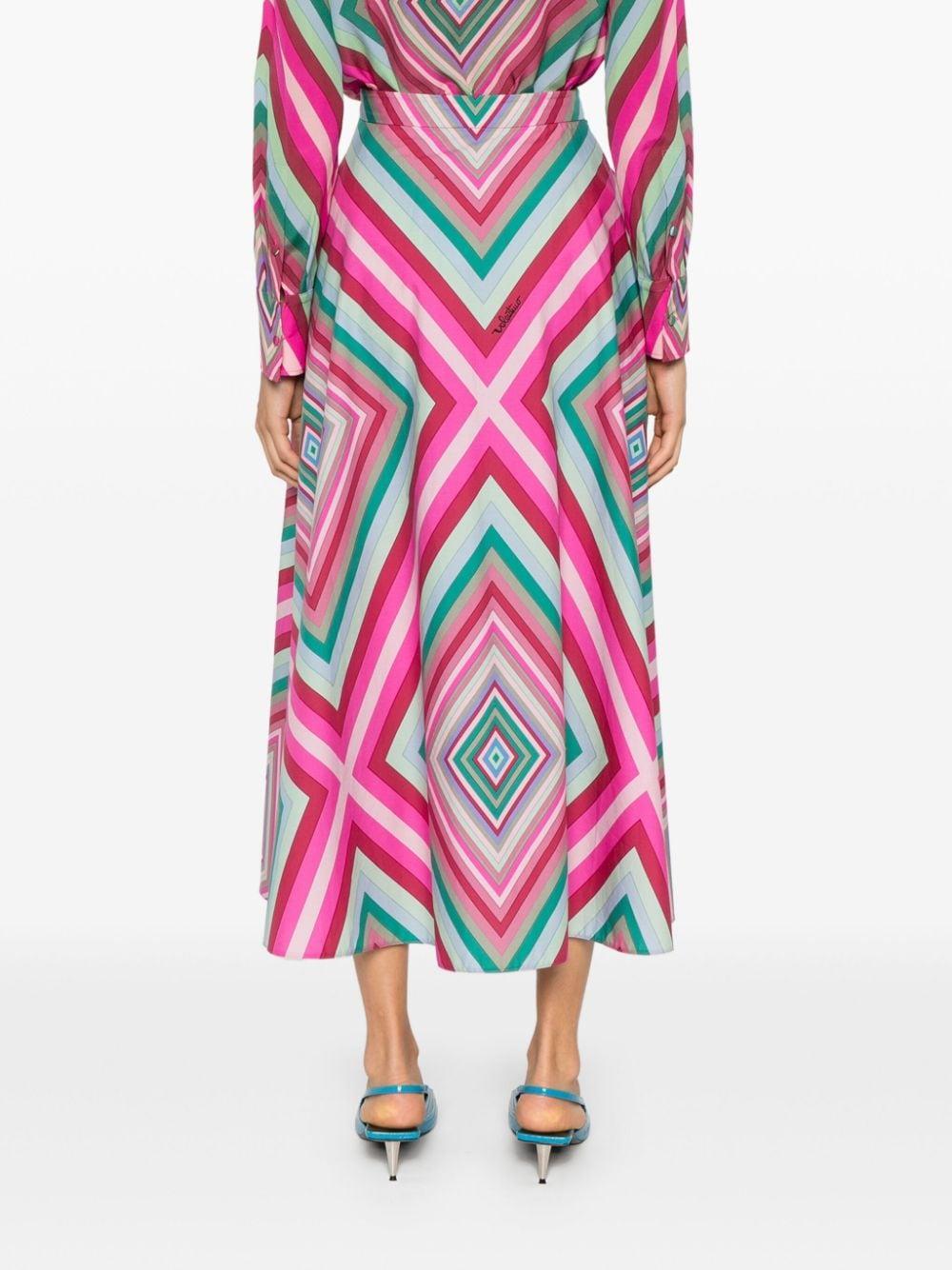 Garavani Geometric Print Cotton Midi Skirt In Multicolor Product Image