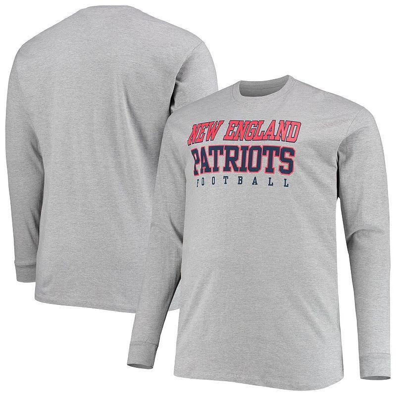 Mens Fanatics Branded Heathered Gray New England Patriots Big & Tall Practice Long Sleeve T-Shirt Product Image