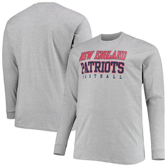 Mens Fanatics Branded Heathered Gray New England Patriots Big & Tall Practice Long Sleeve T-Shirt Product Image