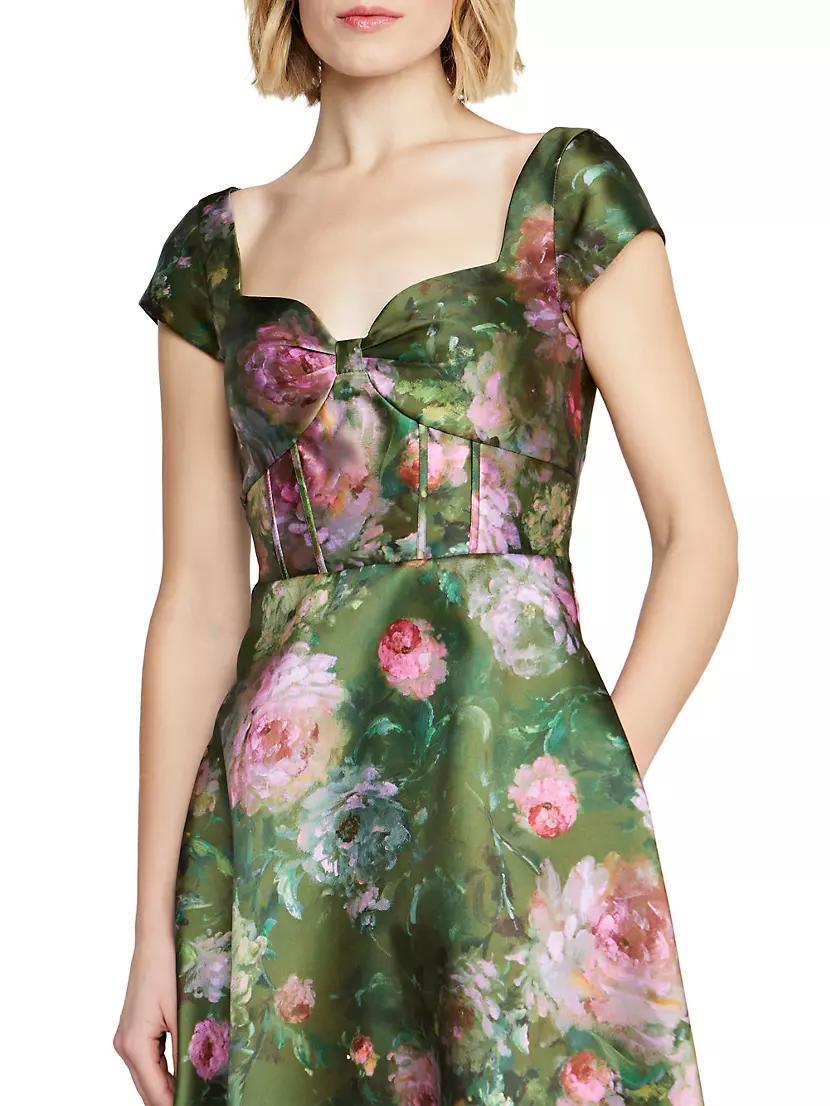 Libby Floral Satin Midi-Dress Product Image