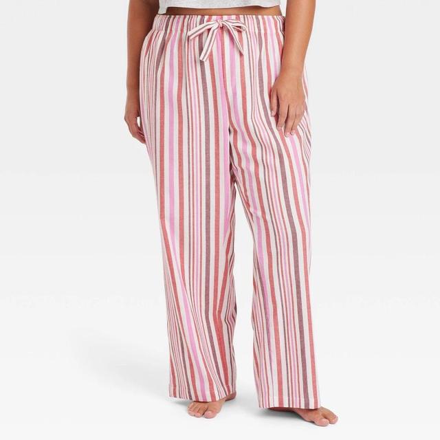 Womens Striped Flannel Pajama Pants - Auden Red 4X Product Image