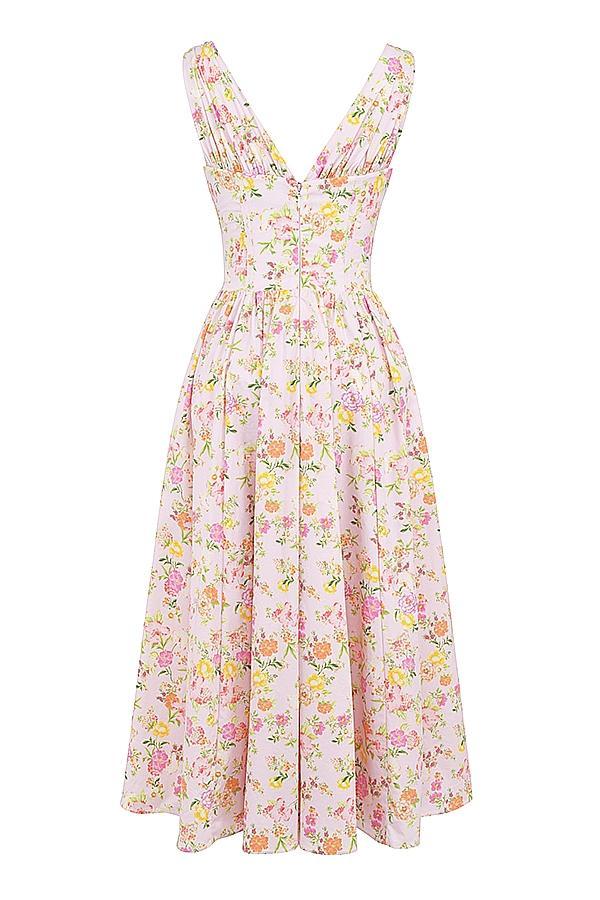 Emmelina Pink Meadow Print Cotton Corset Sundress Product Image