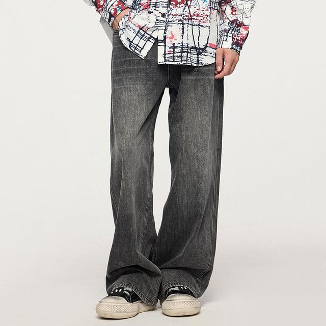 Street Split Washed Wide Leg Jeans Product Image