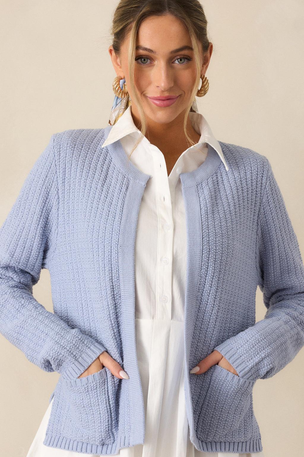 Which Chapter Light Blue Knit Cardigan Product Image