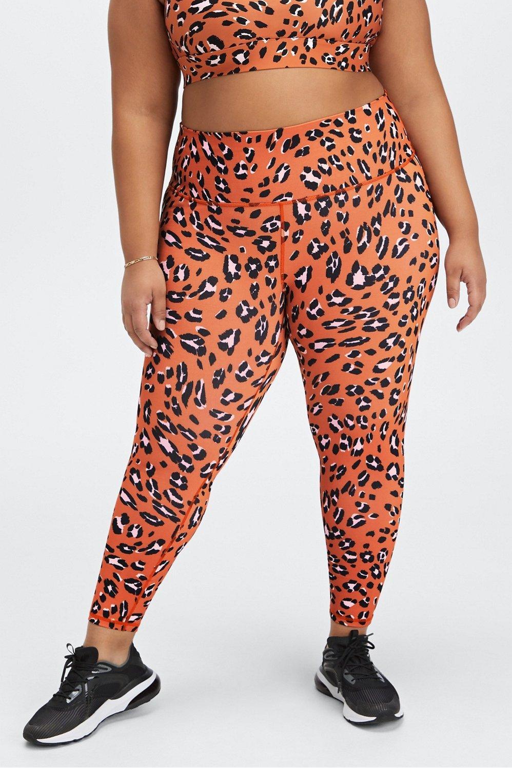 Fabletics Define High-Waisted 7/8 Legging Womens Burnt Ochre Wavy Leo plus Size 1X product image