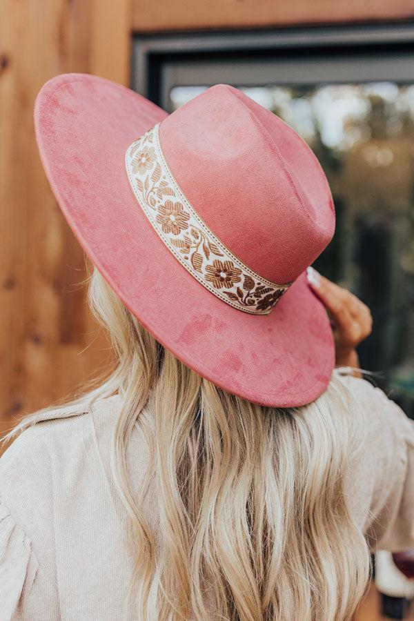 Posh Moment Faux Suede Fedora in Light Rust Product Image