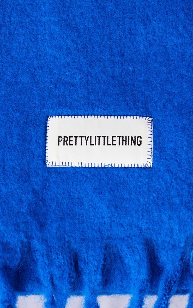 PRETTYLITTLETHING Blue Logo Blanket Tassel Scarf Product Image