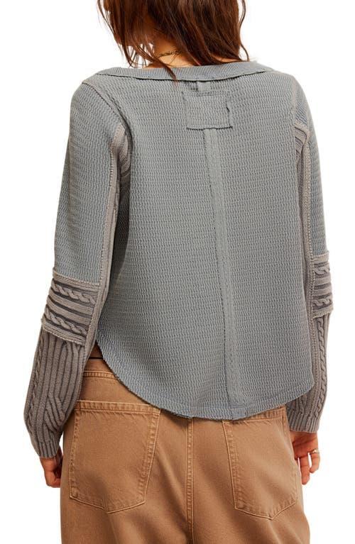 Cable Stitch Sleeve Sweater In Weathervane Combo Product Image