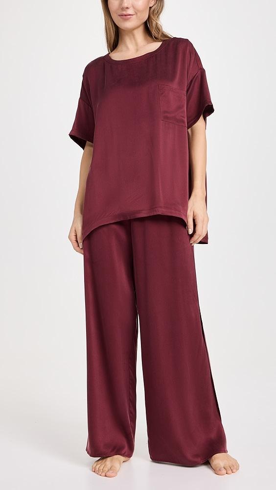 Lunya Washable Silk Tee Pant Set | Shopbop Product Image