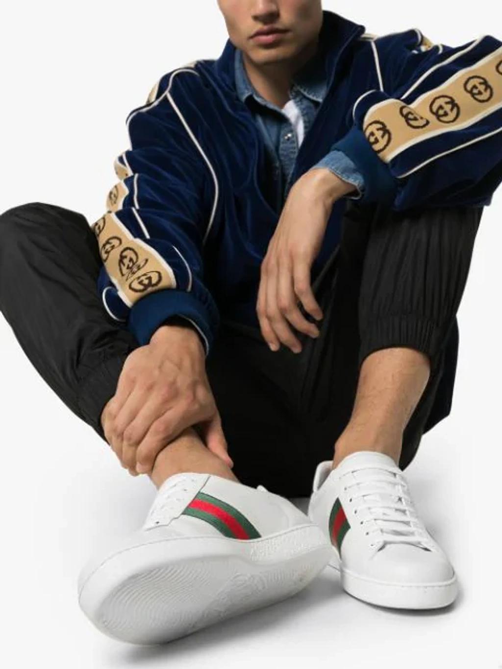 GUCCI Off-white Ace Sneakers In White Stripe Product Image