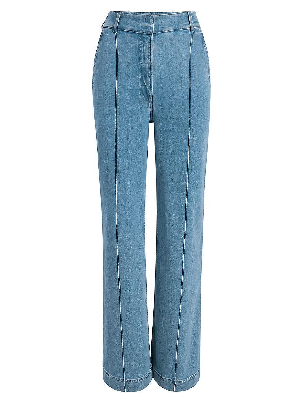 Womens High-Rise Denim Trousers Product Image