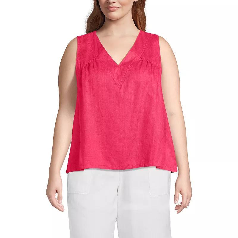 Plus Size Lands End Linen V-Neck Top, Womens Product Image