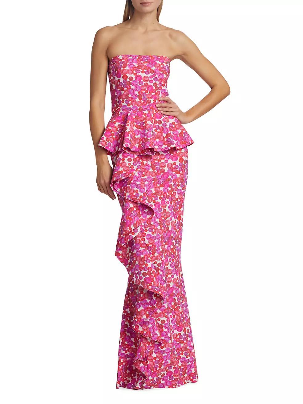 Hafsah Floral Ruffle Column Gown Product Image