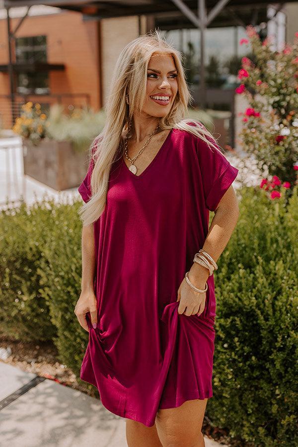 Back To Basics T-Shirt Dress In Wine Curves Product Image