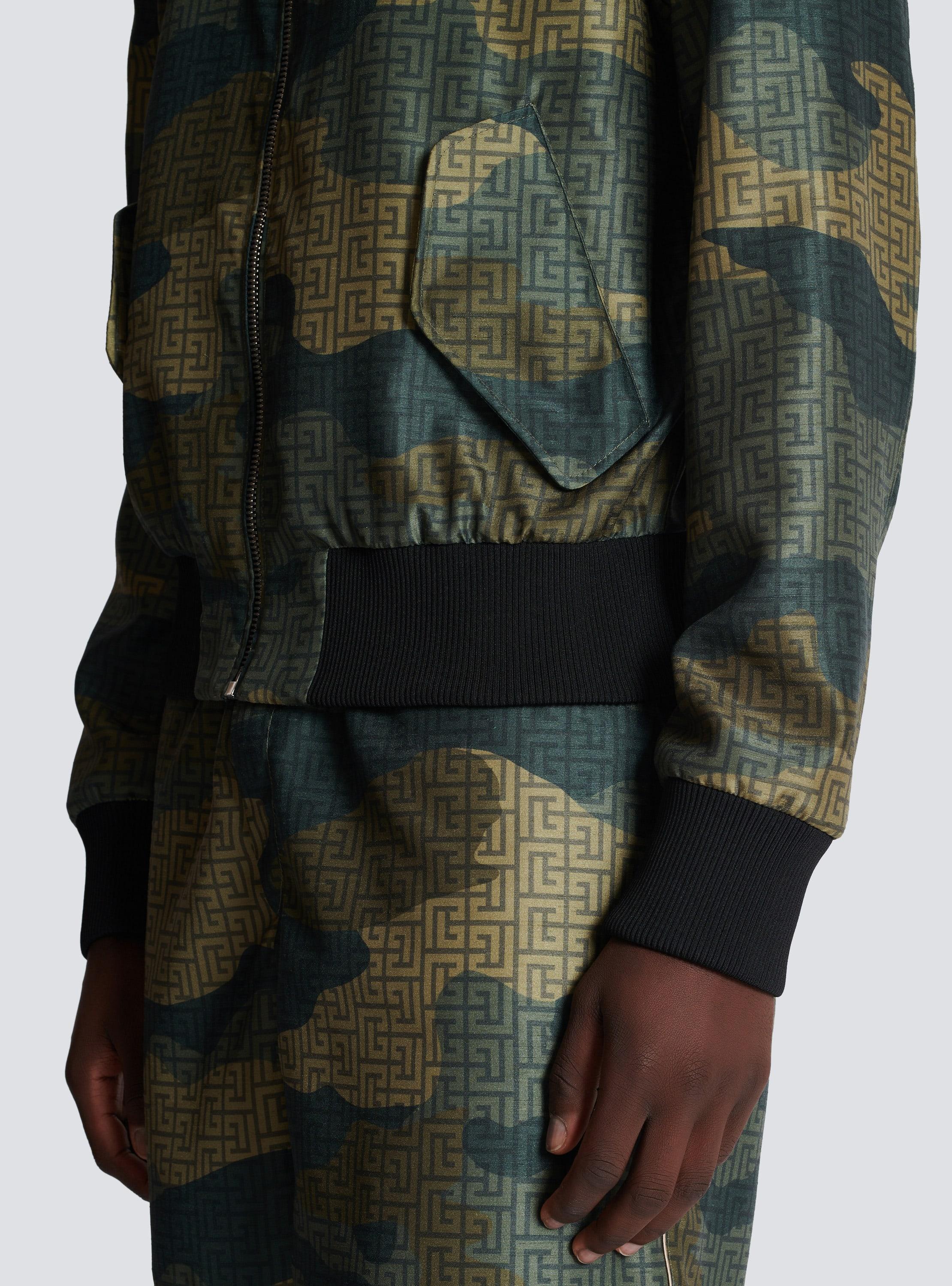 Camouflage monogrammed Shantung bomber jacket Product Image