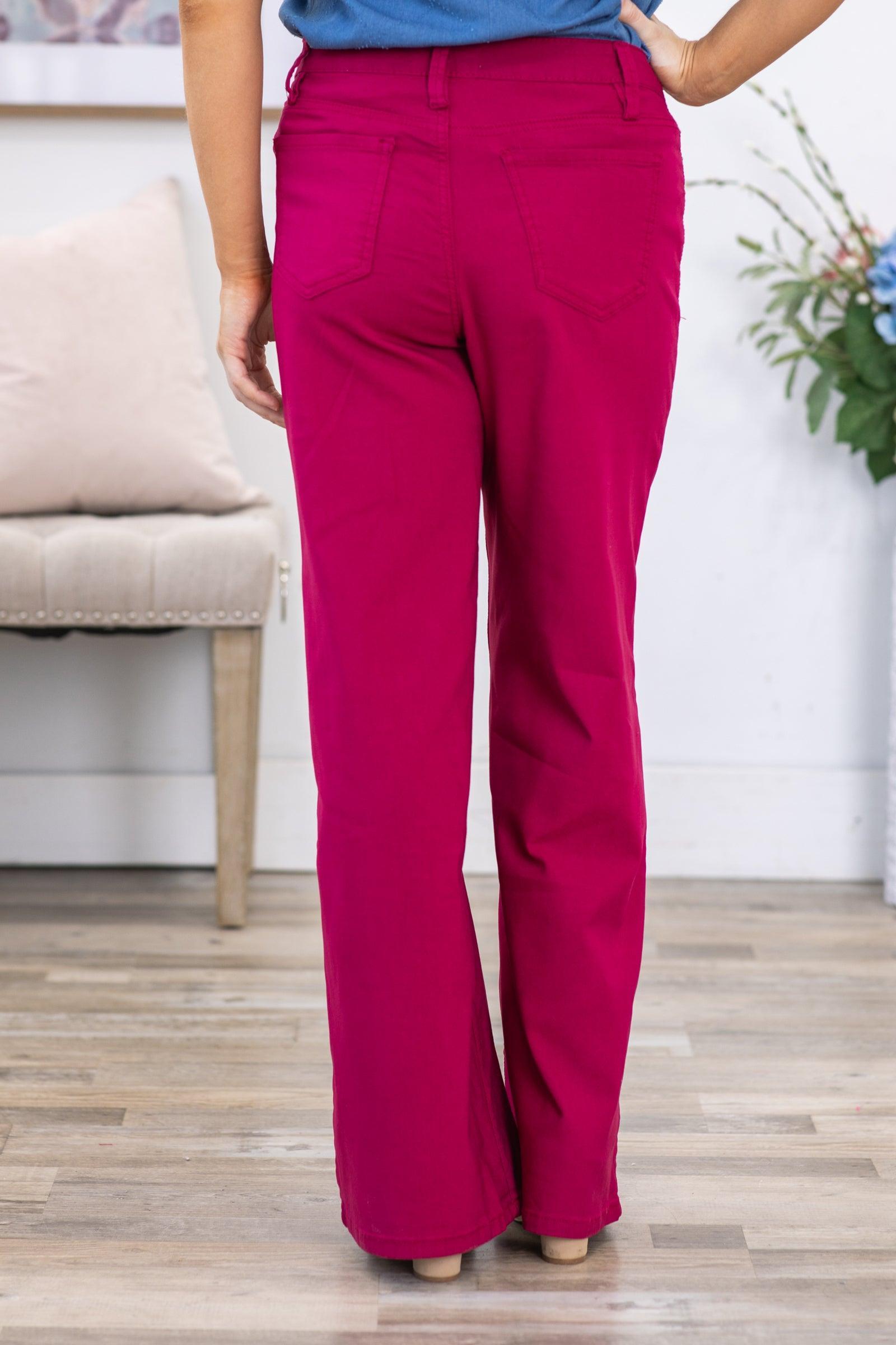 YMI Dark Fuchsia Hyperstretch Wide Leg Pants Product Image