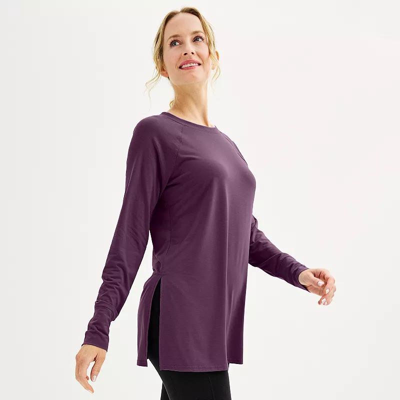 Womens Tek Gear Long Sleeve Tunic Tee Purple Appeal Product Image