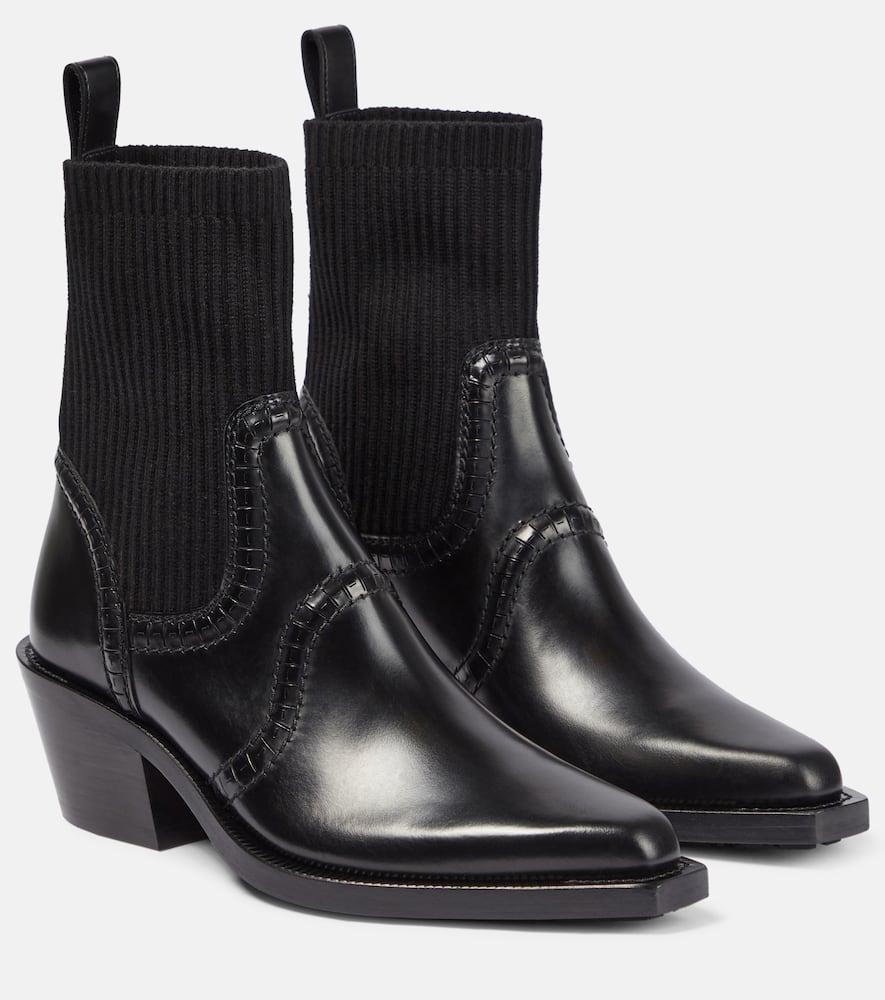 CHLOÉ Nellie Leather Ankle Boots In Black Product Image