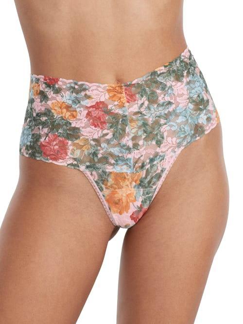 Floral-Print Lace Thong Product Image