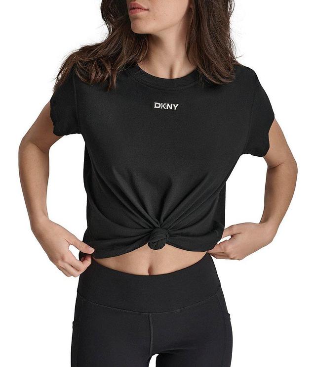 DKNY Crew Neckline Short Sleeve Knot Front Tee Shirt Product Image