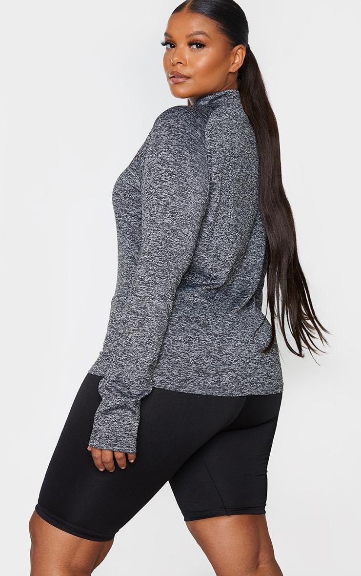 Plus Black Speckle Long Sleeve Zip Up Sports Top Product Image