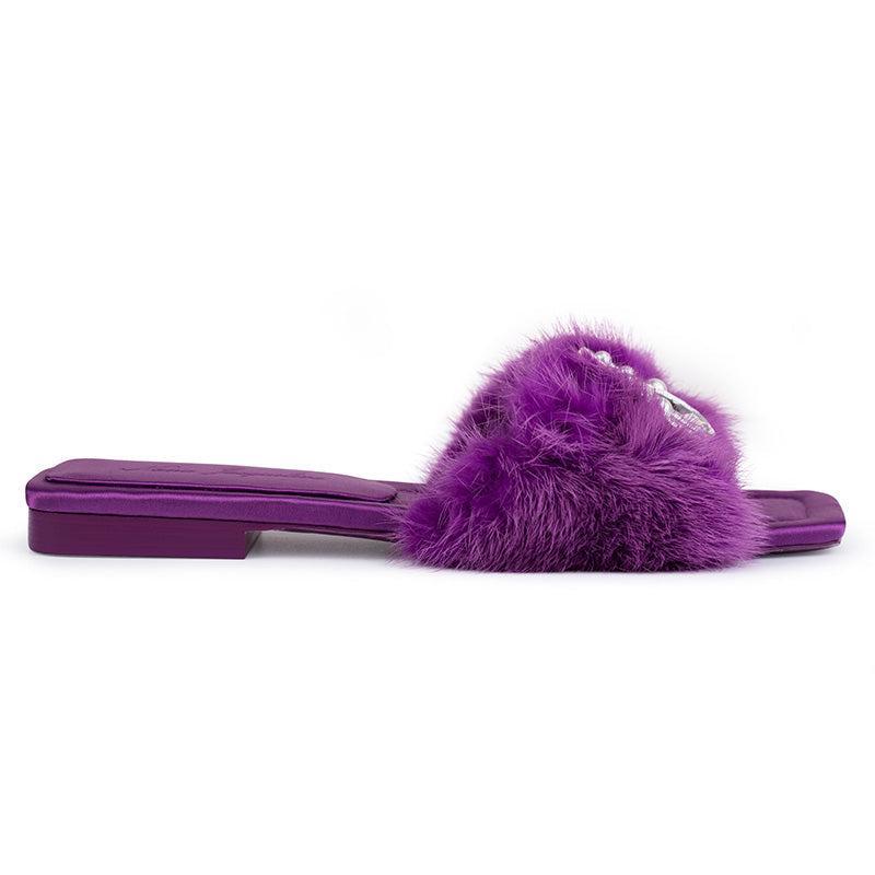 Chantal Fur Sandals (Purple) (Final Sale) Product Image