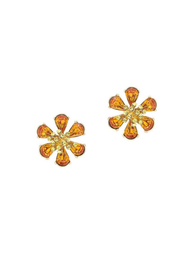 Oscar de la Renta Crystal Flower Button Earrings Product Image