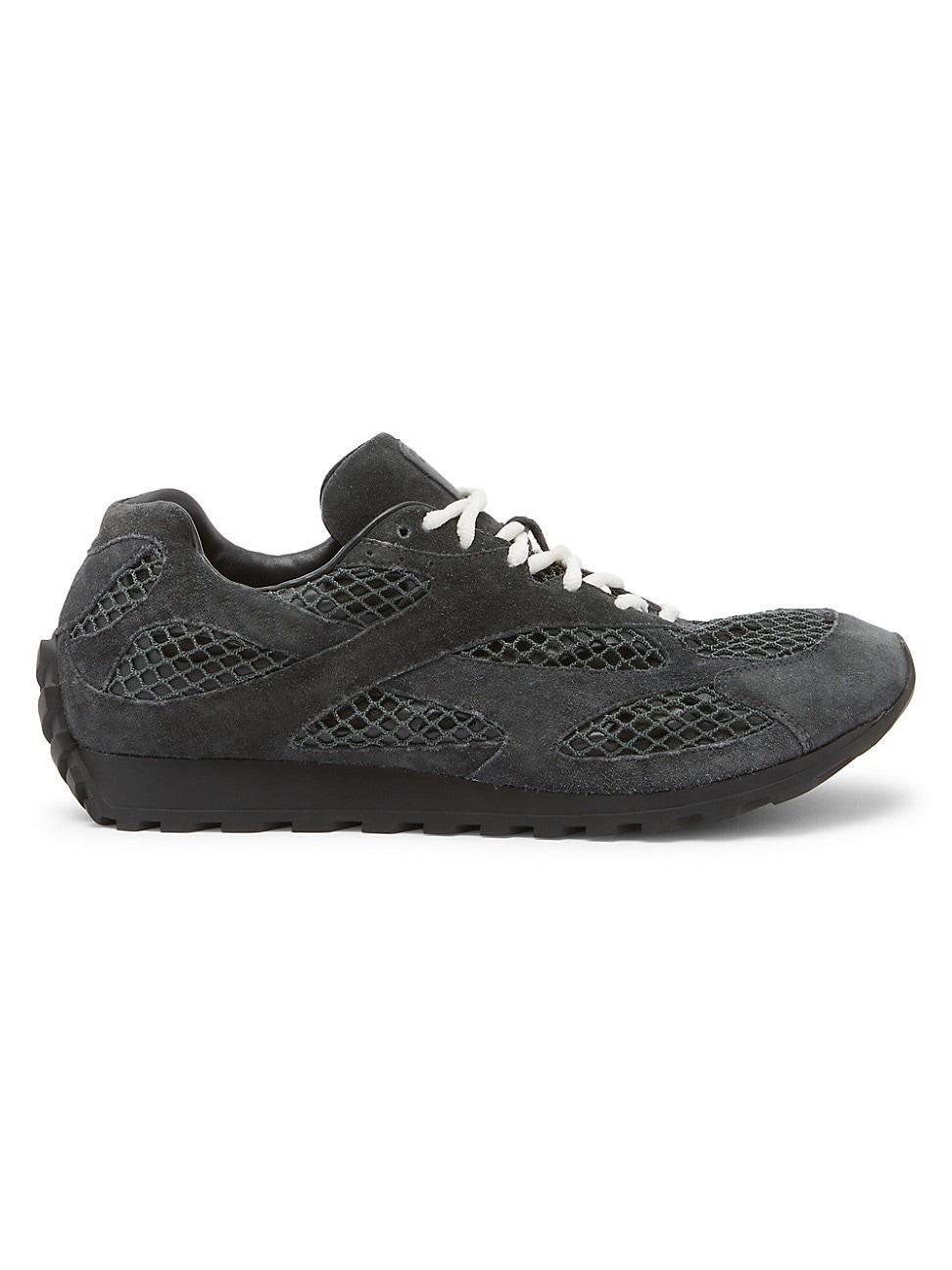 Men's Orbit Aged Leather and Fishnet Runner Sneakers Product Image