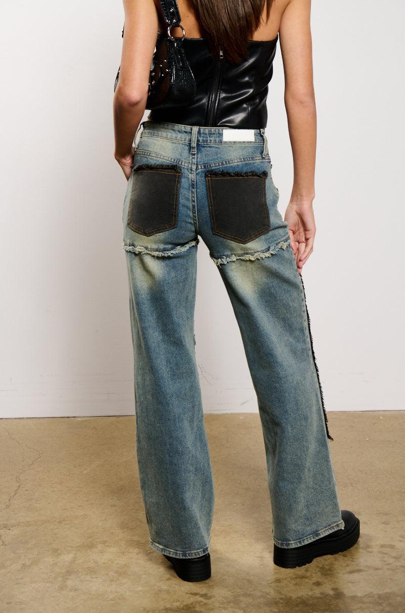 DEEP IN THE BOTTOM DISTRESSED DENIM PANT Product Image