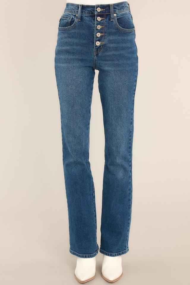 Charmed Life Dark Wash Straight Leg Jeans Blue Product Image