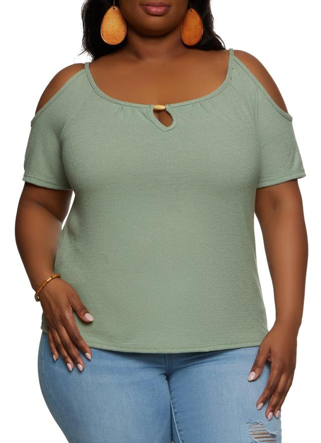 Womens Plus Size Keyhole Detail Cold Shoulder Blouse Product Image