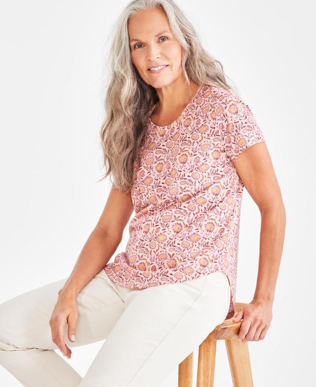 Style & Co Womens Printed Crewneck Short-Sleeve Tee, Created for Macys Product Image