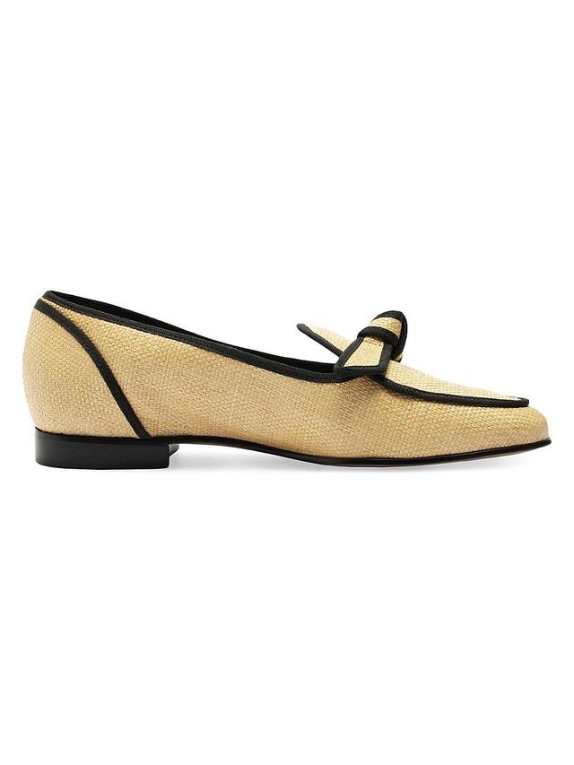 Womens Bow-Detailed Grosgrain & Raffia Loafers Product Image