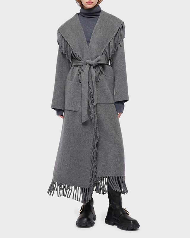 Simkhai Carrie Fringe Wool Blend Robe Coat Product Image