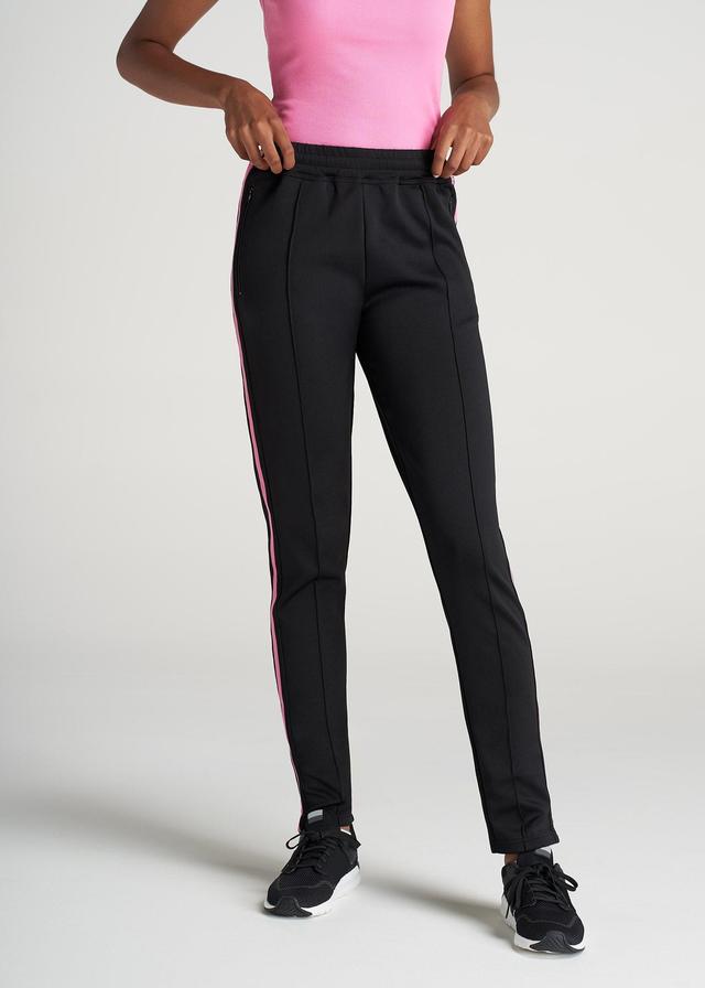 Women's Tall Athletic Stripe Pants in Black & Pink Female Product Image