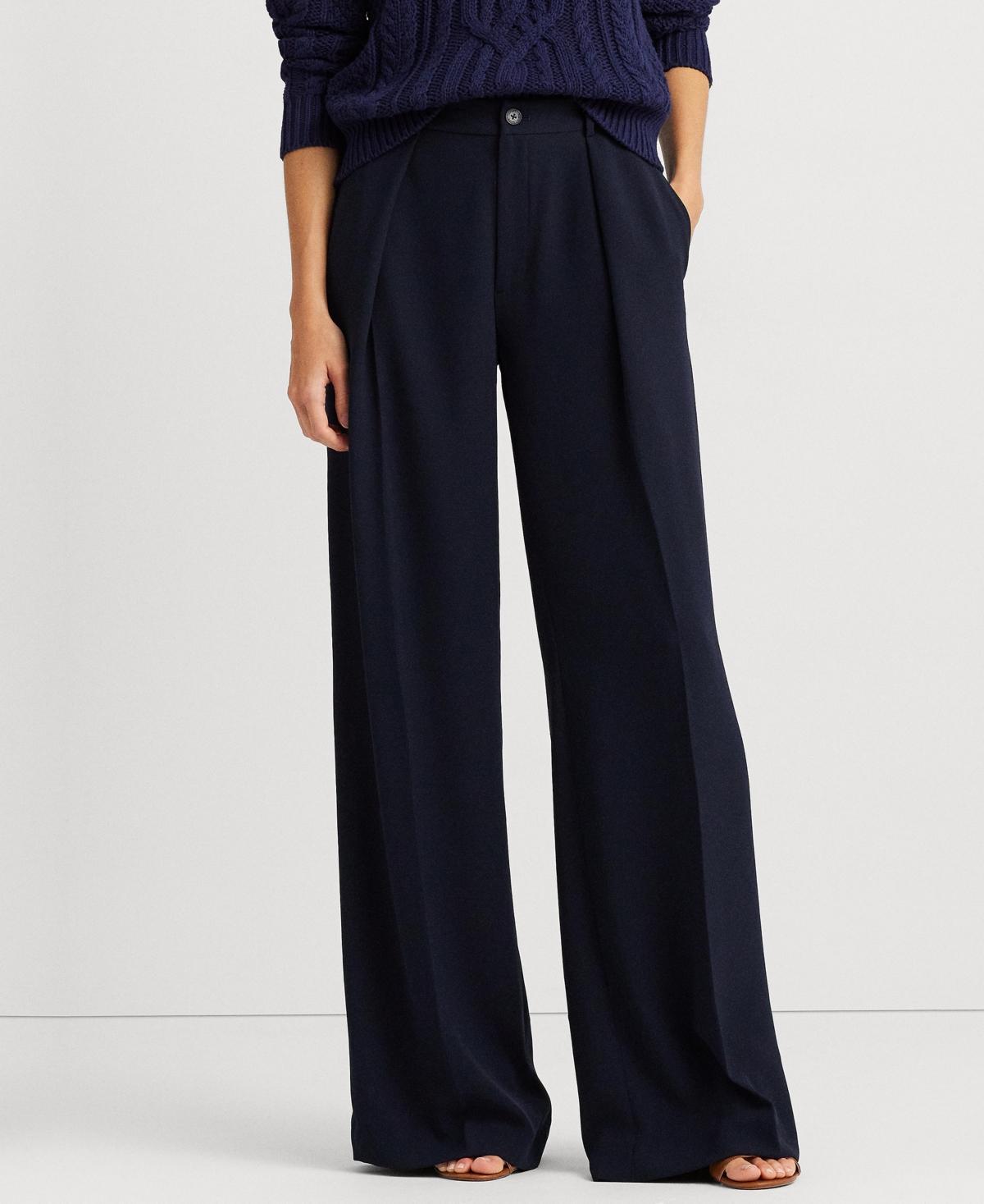 Lauren Ralph Lauren Womens Double-Faced Georgette Wide-Leg Pants, Regular & Petite product image