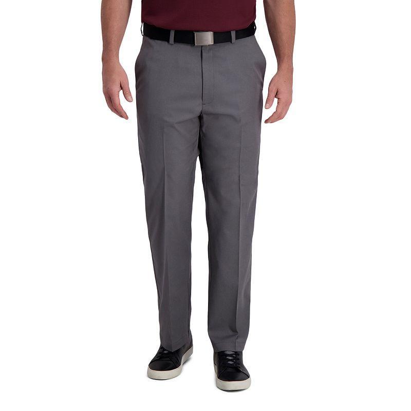 Mens Haggar Cool Right Performance Flex Classic-Fit Flat-Front Pants Blue Product Image